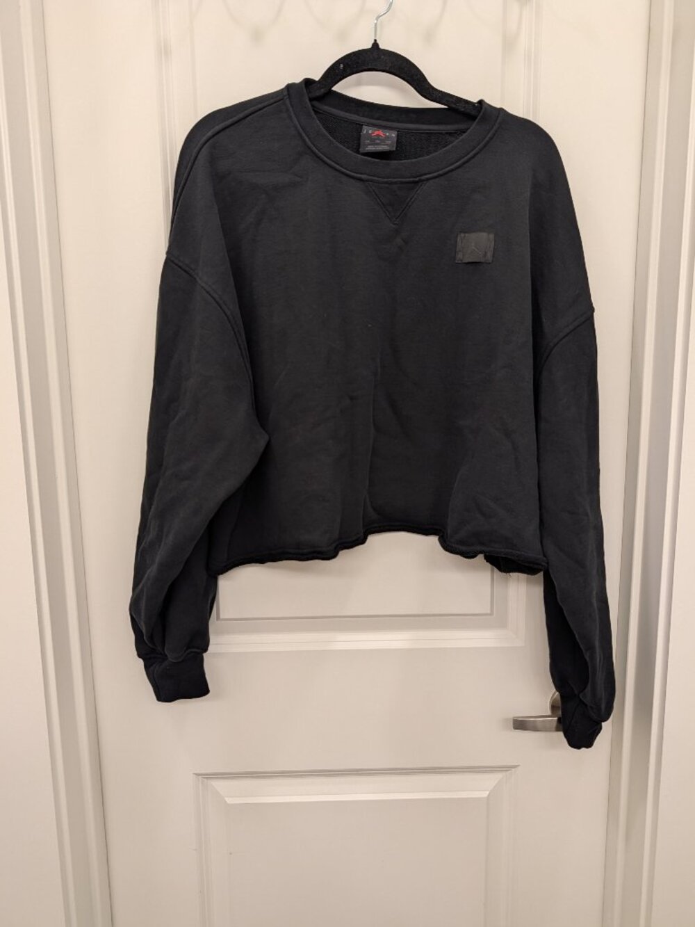 Jordan Black Fleece Cropped Raw Edge Sweatshirt Pullover XXL Jumpman